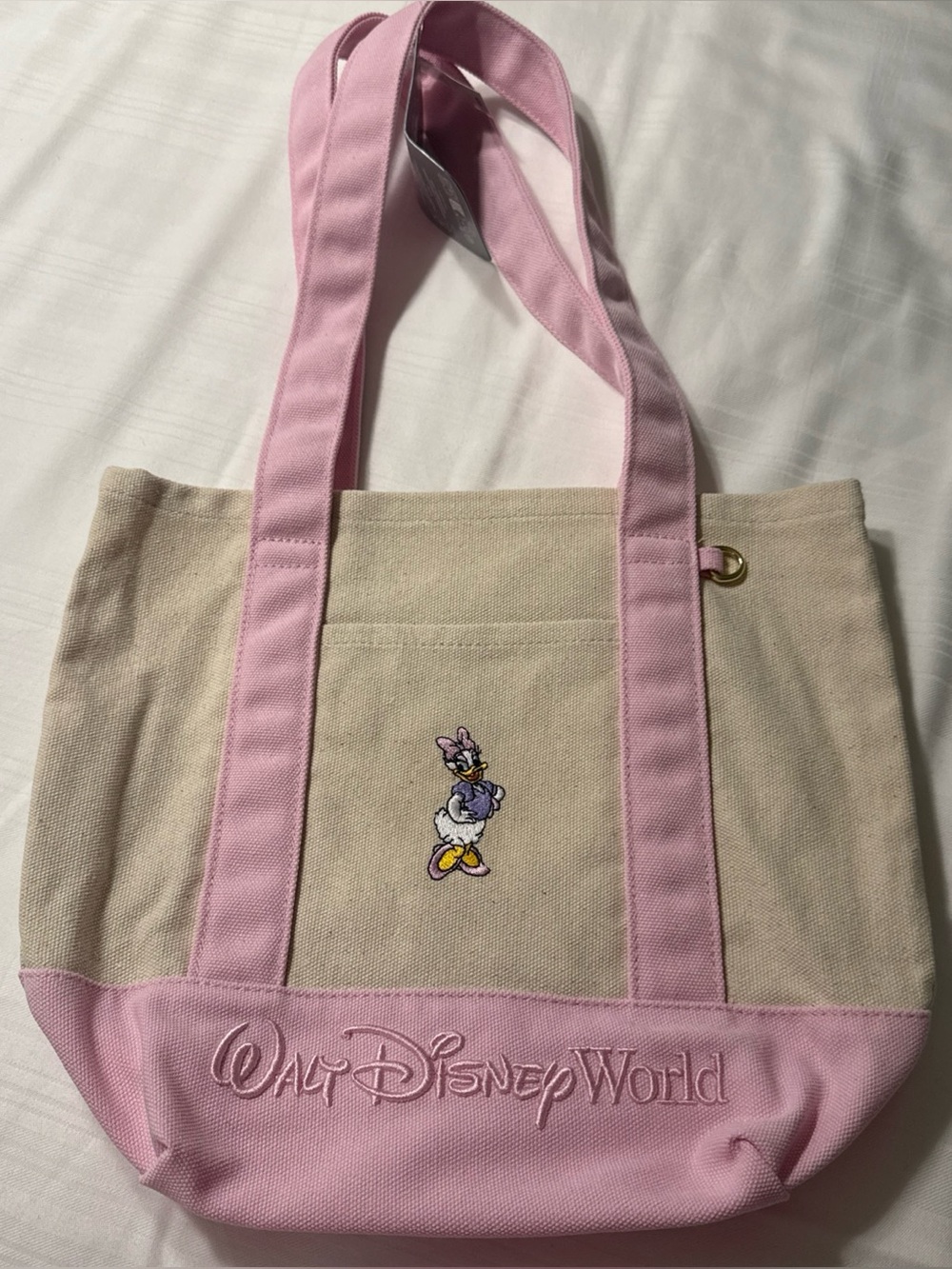 2026 Walt Disney World Park Daisy Duck Pink Canvas Mini Tote Bag New